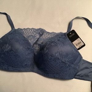 Bra, 32D,  Moonlight Blue/Lace panel, NWT